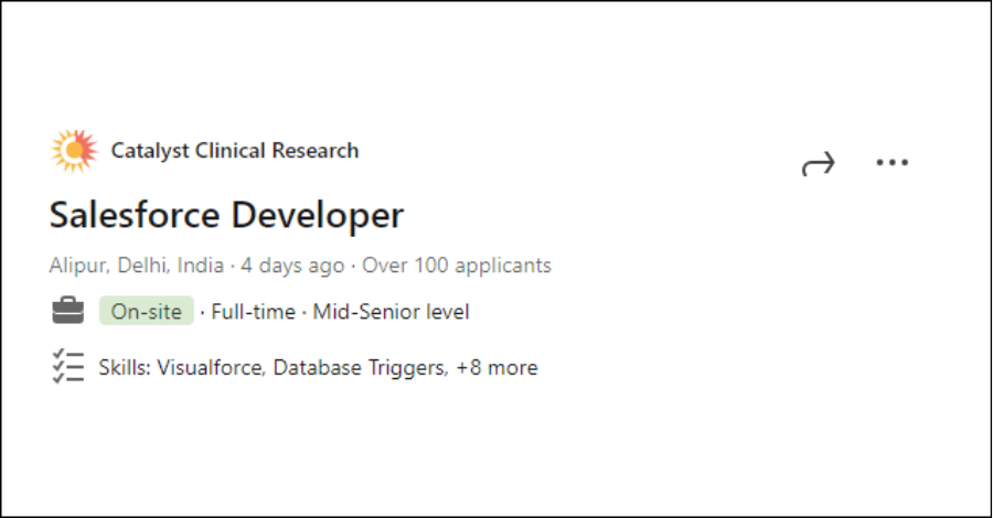 Catalyst Clinical Research|Career in Salesforce Developer Skills | Job Vacancy