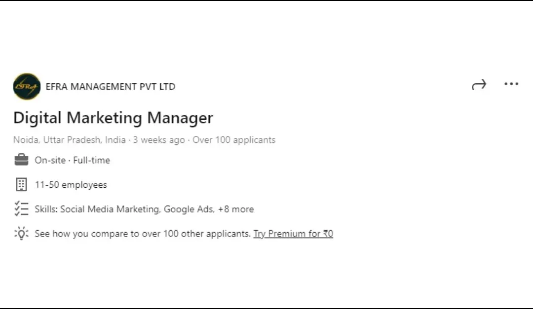 Digital Marketing Manager | Find Right Job | Efra Management Pvt Ltd