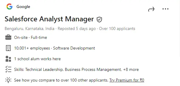 Salesforce Analyst Job