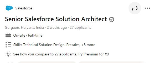 Salesforce Career| Salesforce| Senior Salesforce Solution Architect