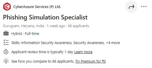 Salesforce Career| CyberAssure Services (P) Ltd| Phishing Simulation Specialist