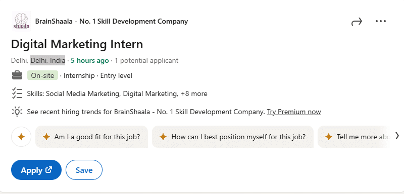 Careers in Digital Marketing| BrainShaala | Digital Marketing Intern