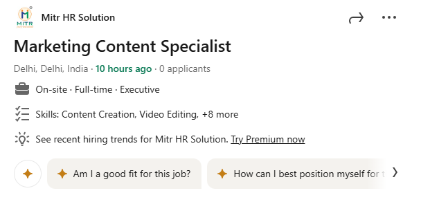 Content Marketing| Mitr HR Solution | Marketing Content Specialist