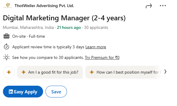 Career in Digital Marketing|ThotWeiler Advertising Pvt. Ltd.| Digital Marketing Manager