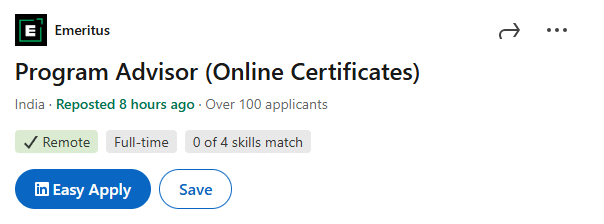 🚀 Exciting Opportunity Alert: Join Emeritus as a Program Advisor (Online Certificates) 🌟 | Remote | Full-time | Apply Now
